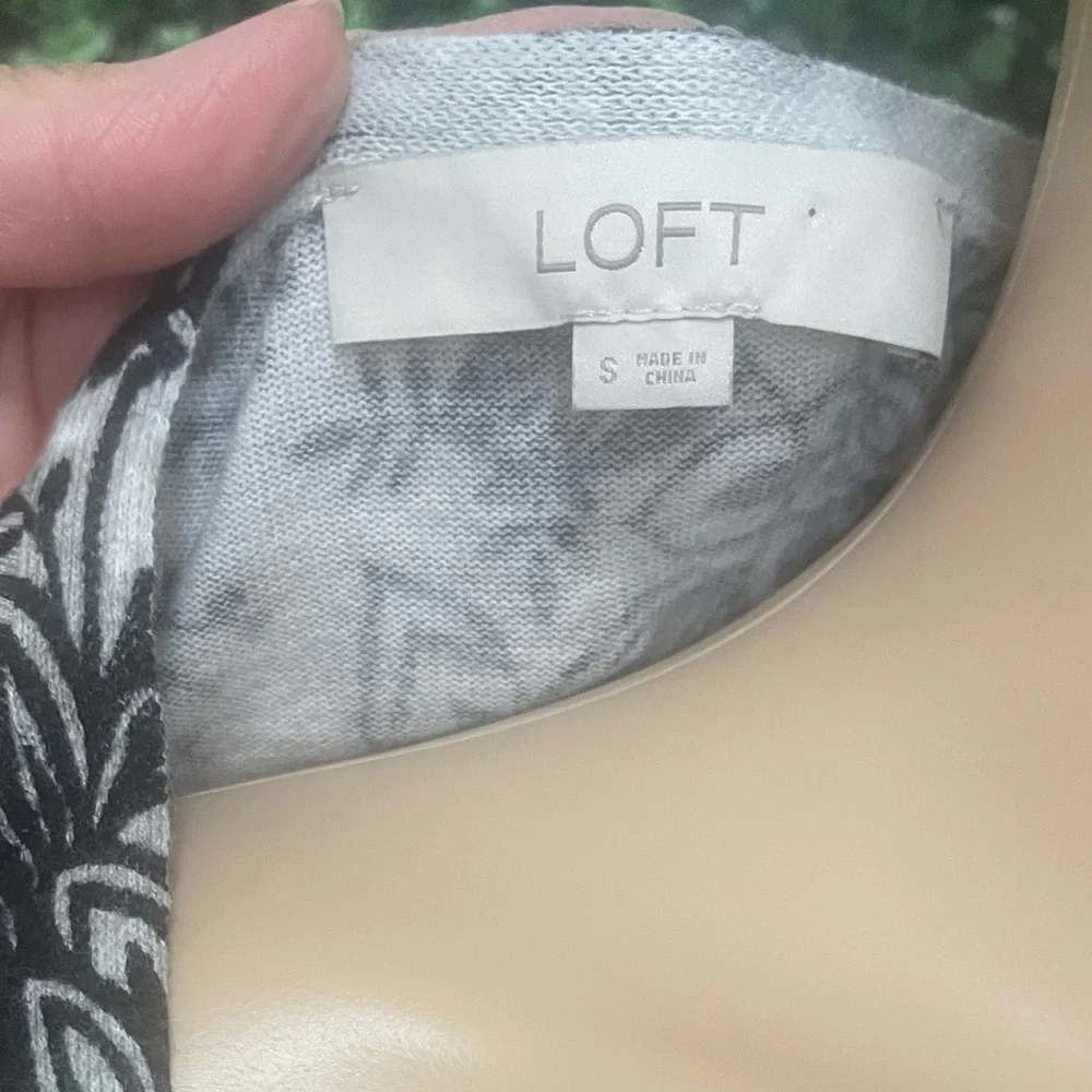 LOFT Black and White Fitted Blouse with Intricate Design - Picture 8 of 8